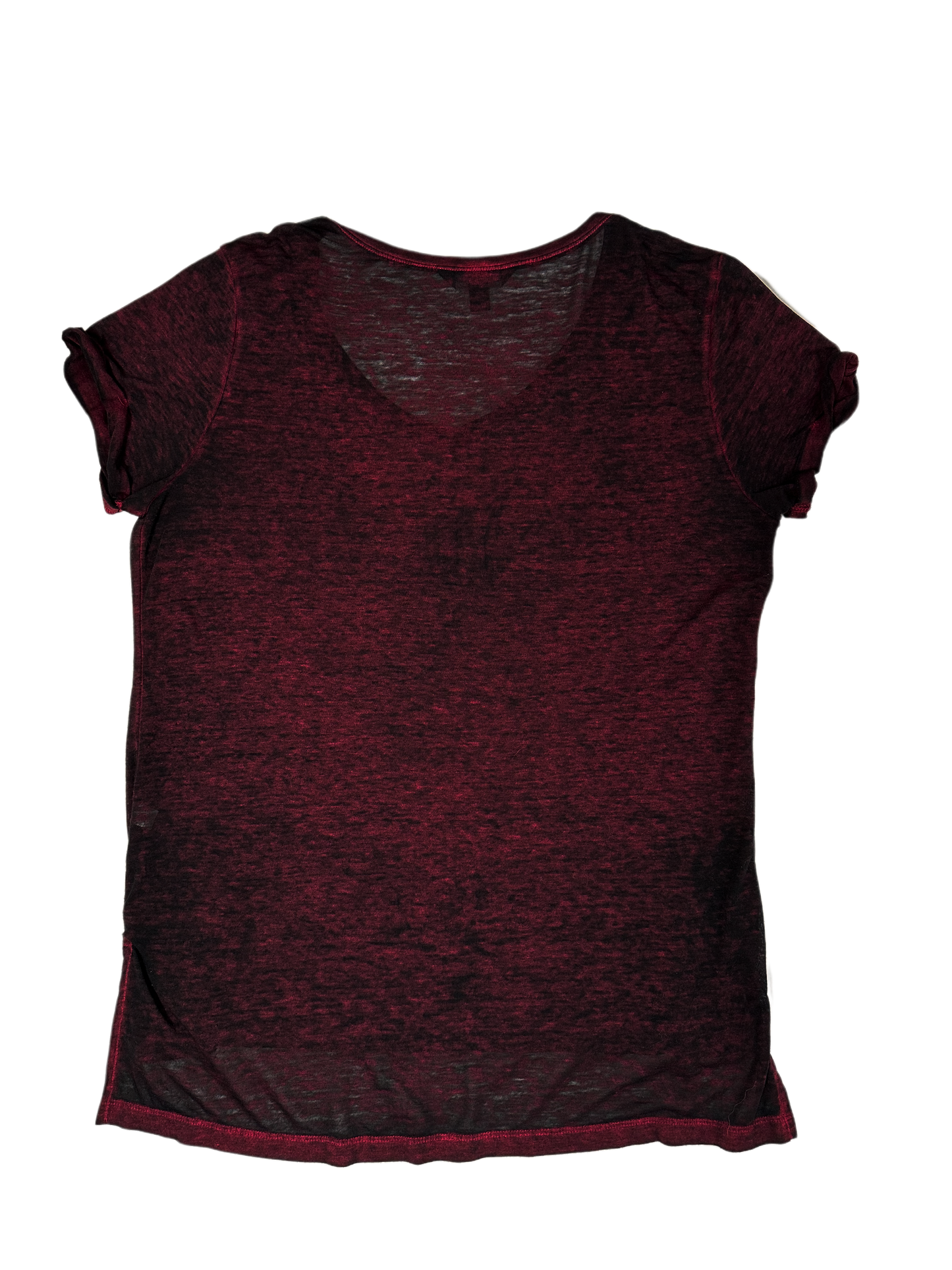 Rock & Republic Red with Black Wash V-neck Tissue TeeRock & Republic's red with black wash tissue tee is a stylish addition to any wardrobe. Cut from a lightweight, sheer tissue-like fabric, this short-sleeved tee