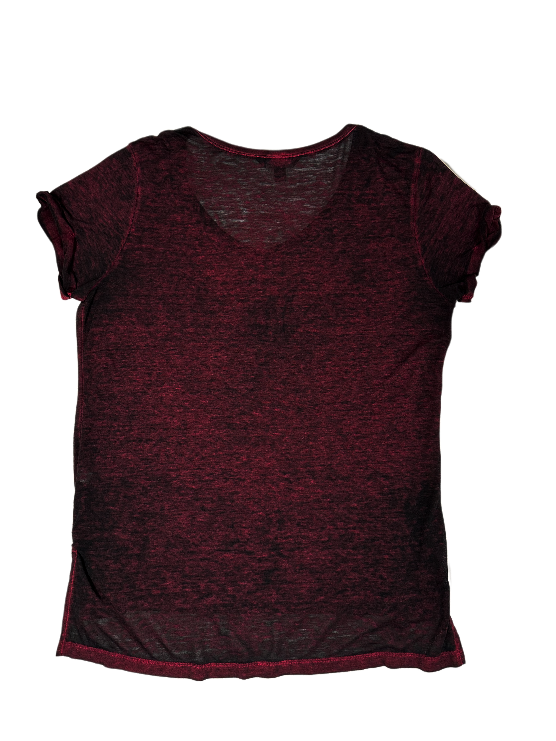 Rock & Republic Red with Black Wash V-neck Tissue TeeRock & Republic's red with black wash tissue tee is a stylish addition to any wardrobe. Cut from a lightweight, sheer tissue-like fabric, this short-sleeved tee