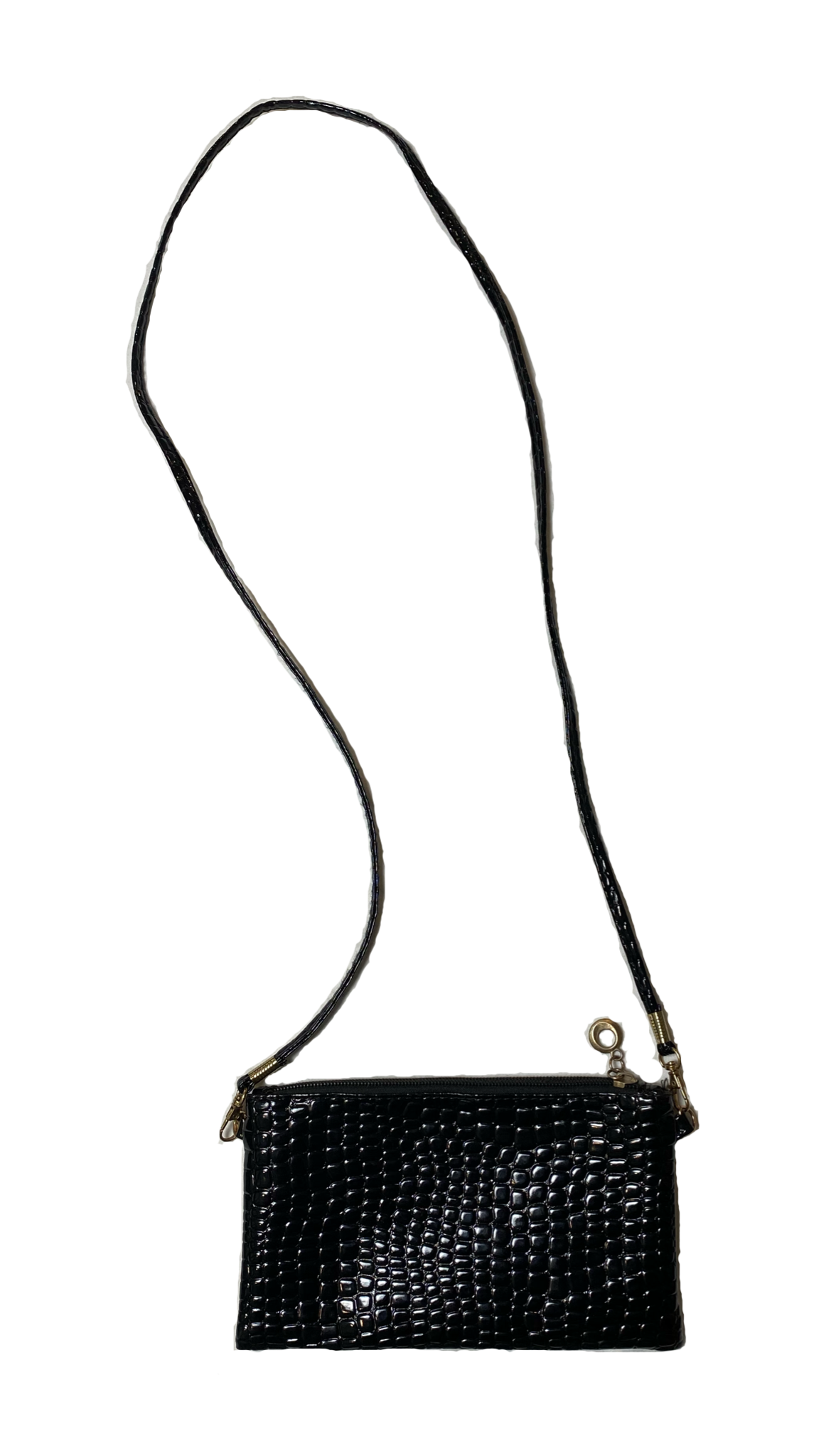 Small Black Embossed Purse Small black embossed purse with strap and zip closure. 
Perfect night out purse!