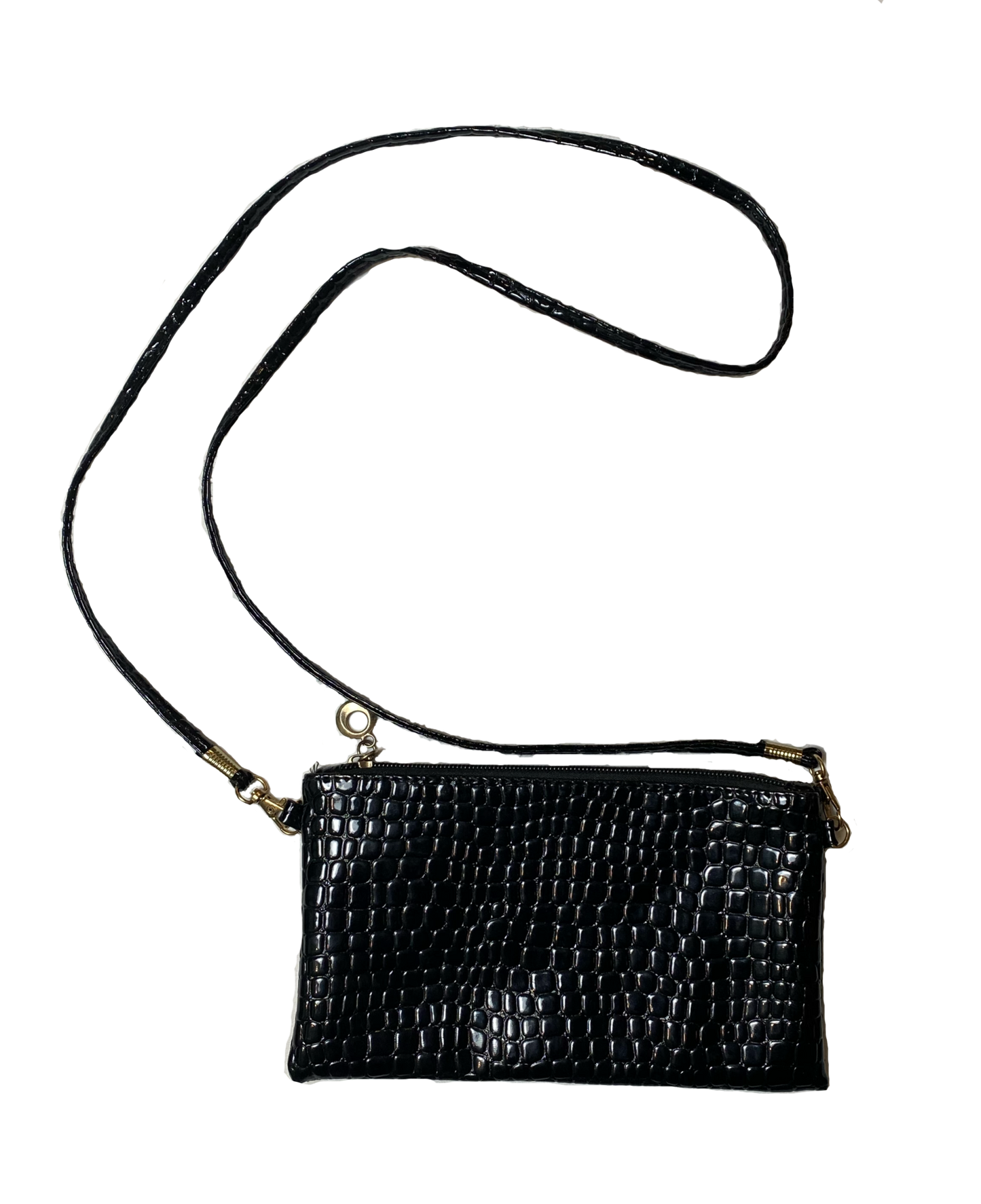 Small Black Embossed Purse Small black embossed purse with strap and zip closure. 
Perfect night out purse!