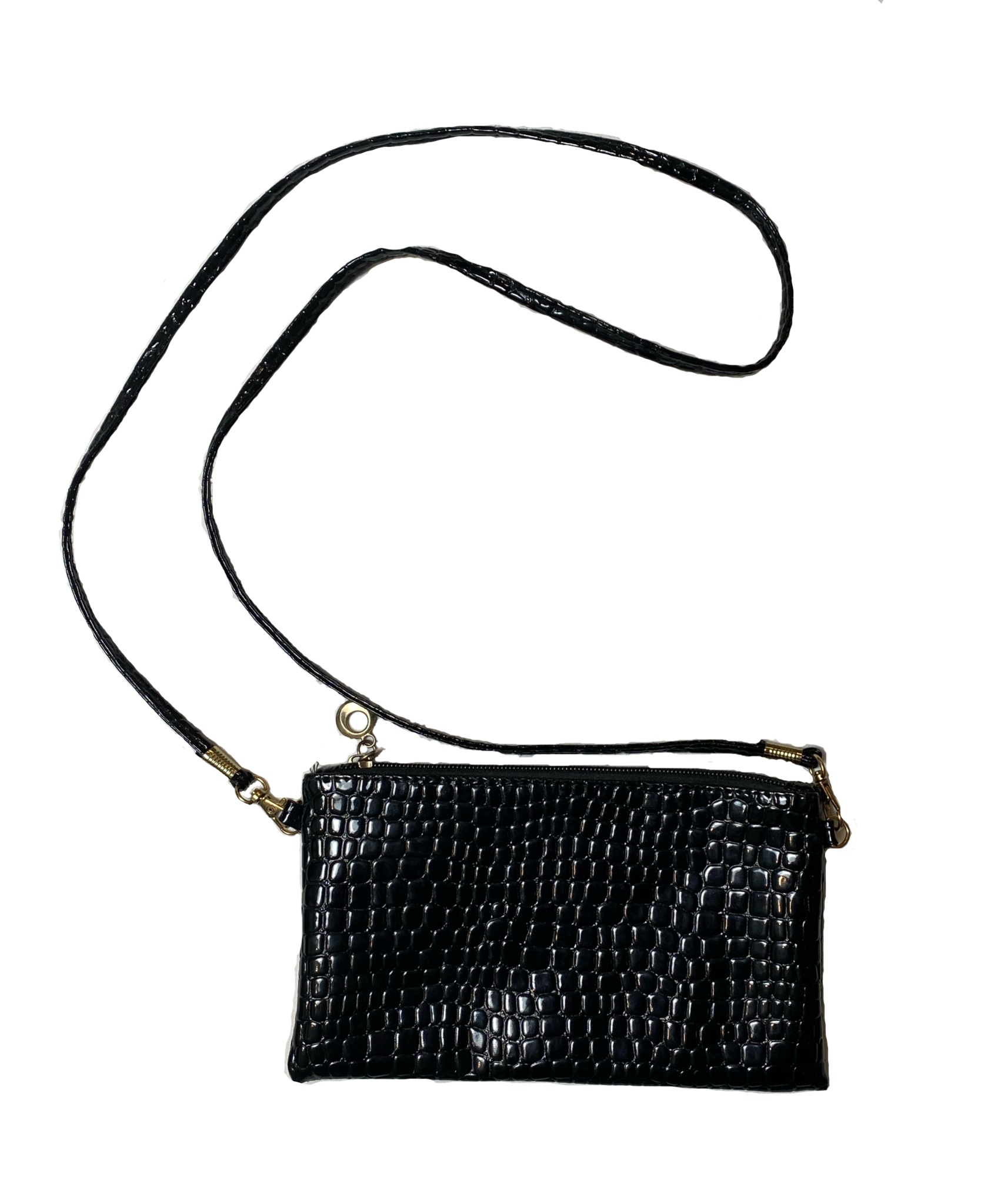 Small Black Embossed Purse Small black embossed purse with strap and zip closure. 
Perfect night out purse!