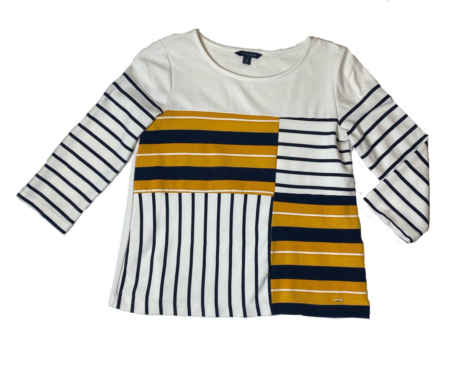 Tommy Hilfiger Striped Printed Top  Elevate your style with the Tommy Hilfiger Striped Printed Top. Made by the iconic fashion brand, this top features bold stripes