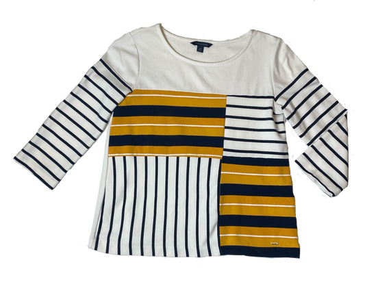 Tommy Hilfiger Striped Printed Top  Elevate your style with the Tommy Hilfiger Striped Printed Top. Made by the iconic fashion brand, this top features bold stripes