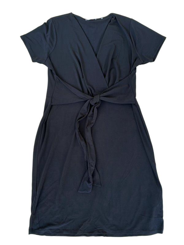 Tahari Black Jersey Short Sleeve dress indugle in effortless sophistca