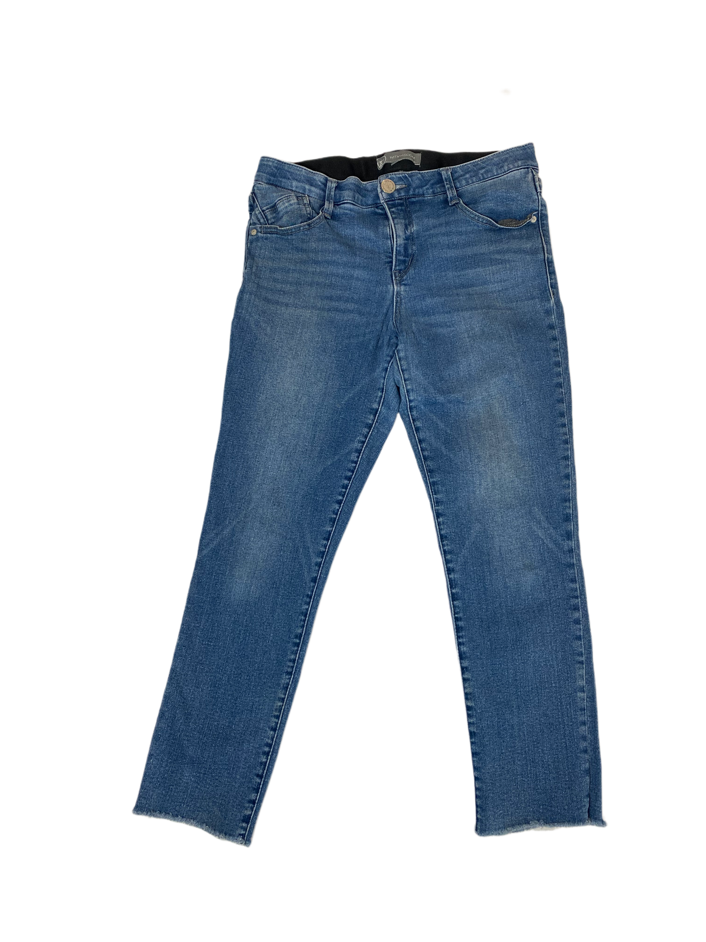 Wit & Wisdom Medium Wash Raw Hem Denim Jeans Size 8P  Redefine denim with the quirky Wit & Wisdom Medium Wash Raw Hem Denim Jeans in size 8P. The medium wash offers