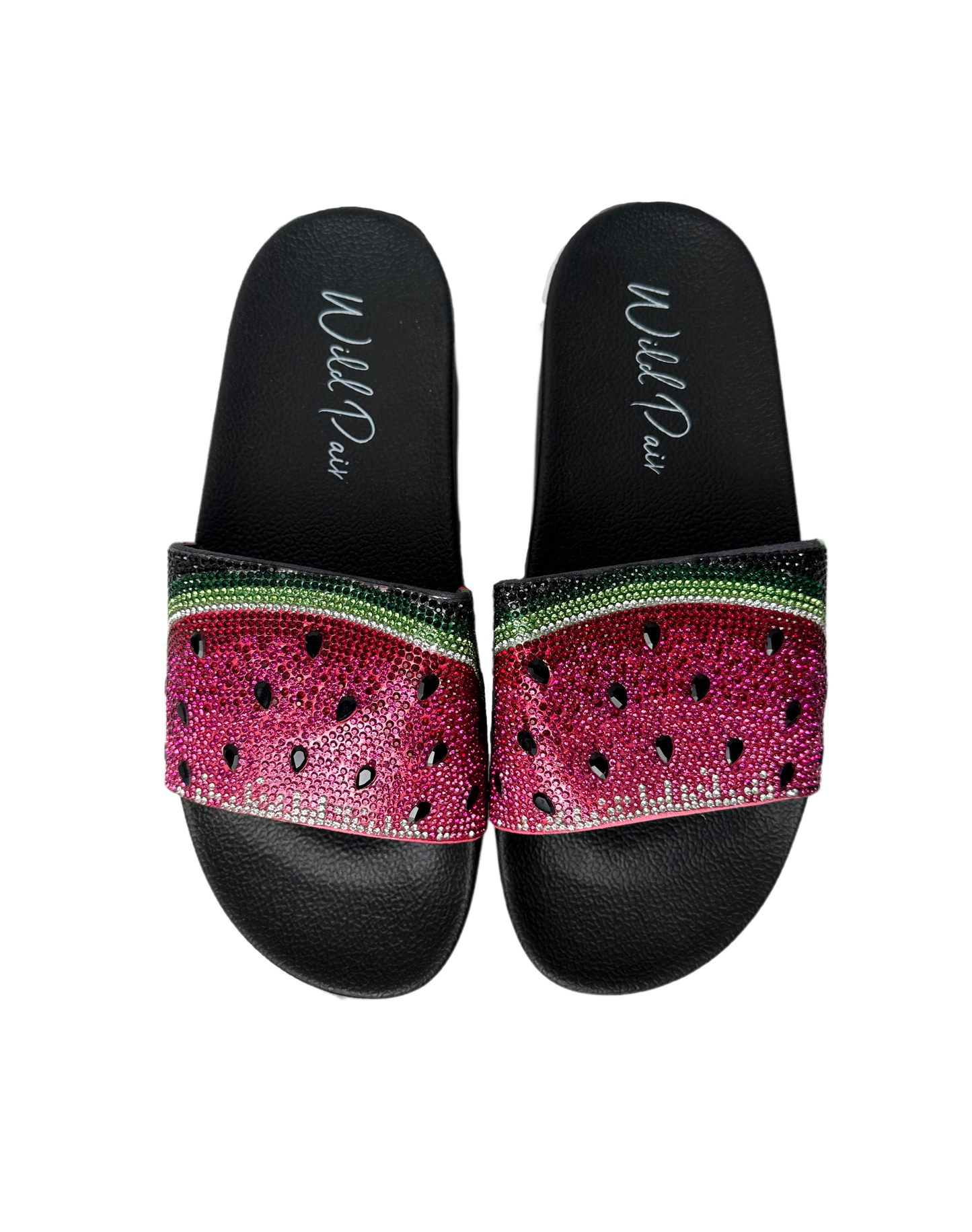 Wild Pair Watermelon Caroletta Platform Slides - NWBPrepare your feet for a wild ride in these Watermelon Caroletta Platform Slides! They come fresh off the vine with a bejeweled watermelon design accents and sky-highWild Pair Watermelon Caroletta Platform Slides - NWBShoes