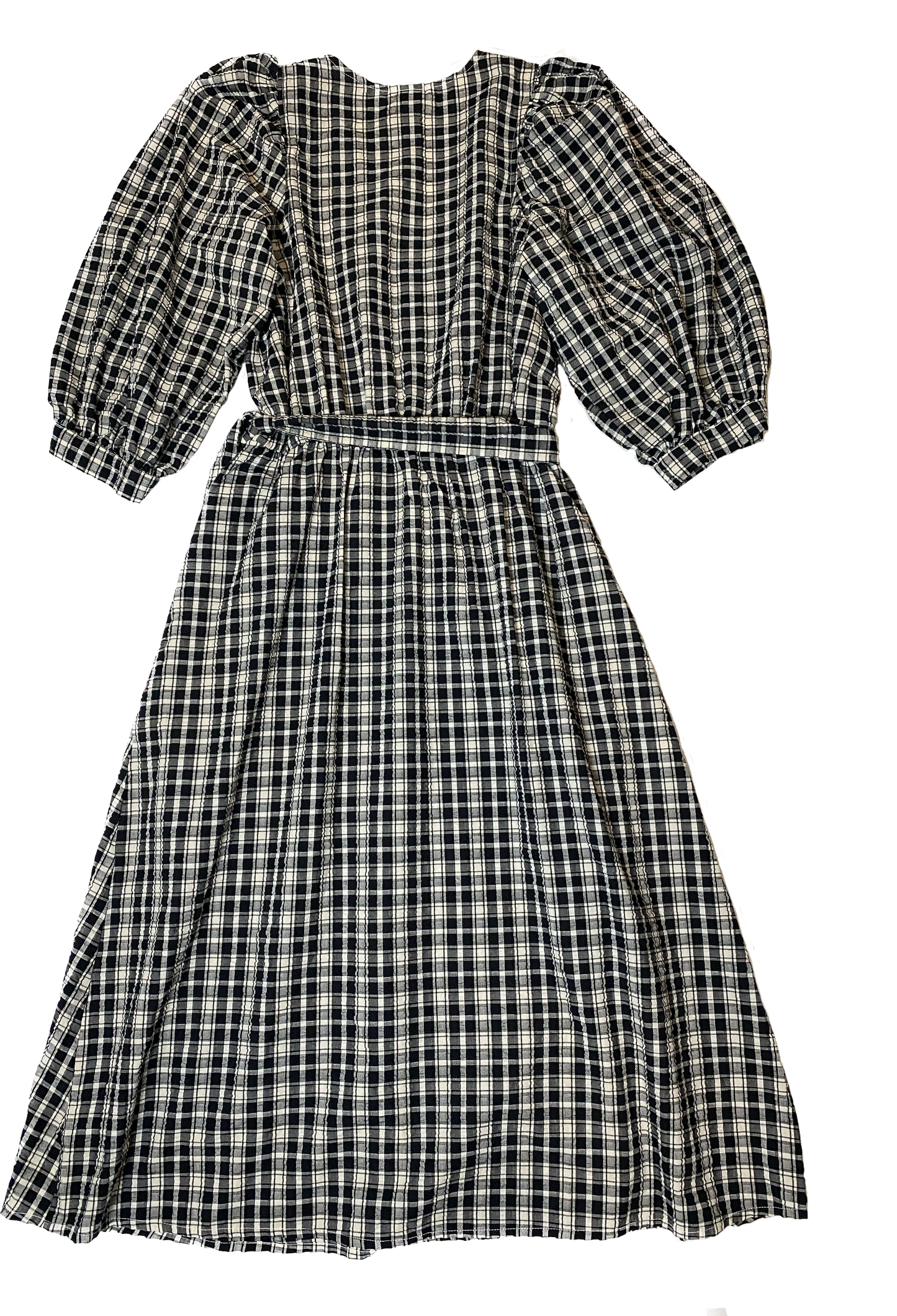 A New Day Black and Cream Gingham Faux Wrap DressThis dress is so cute! The Puffy sleeves are a nice accent for this light weight faux wrap dress.
Wear this year round layered with a long sleeve black t-shirt, tighCream Gingham Faux Wrap DressDresses