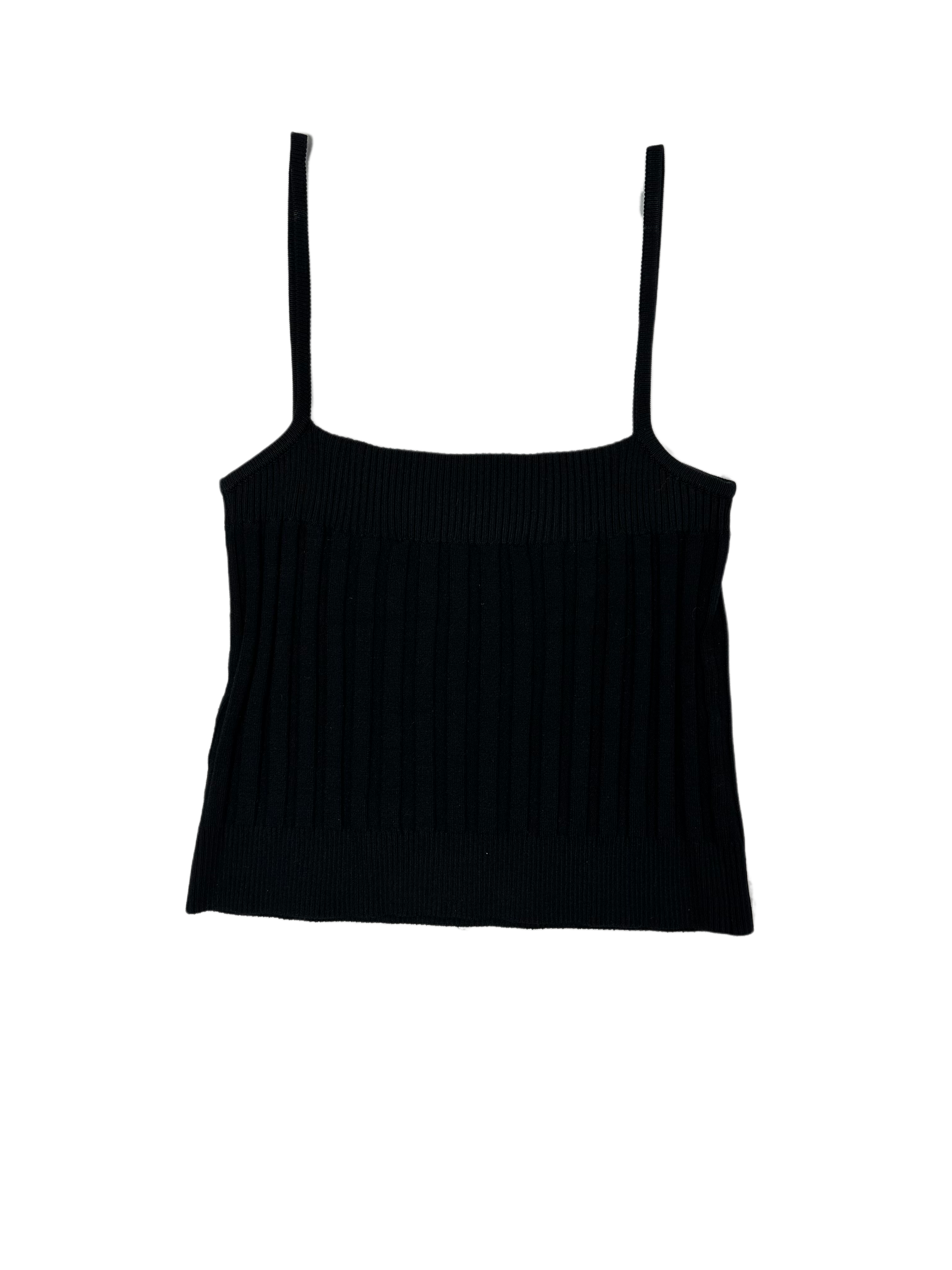 Wayne Rogers Black Silk Knit Beaded TankStay chic and cool with Wayne Rogers' black silk beaded tank, crafted from luxuriously lightweight silk knit, adorned with delicate beading, and completed with daintWayne Rogers Black Silk Knit Beaded TankTops