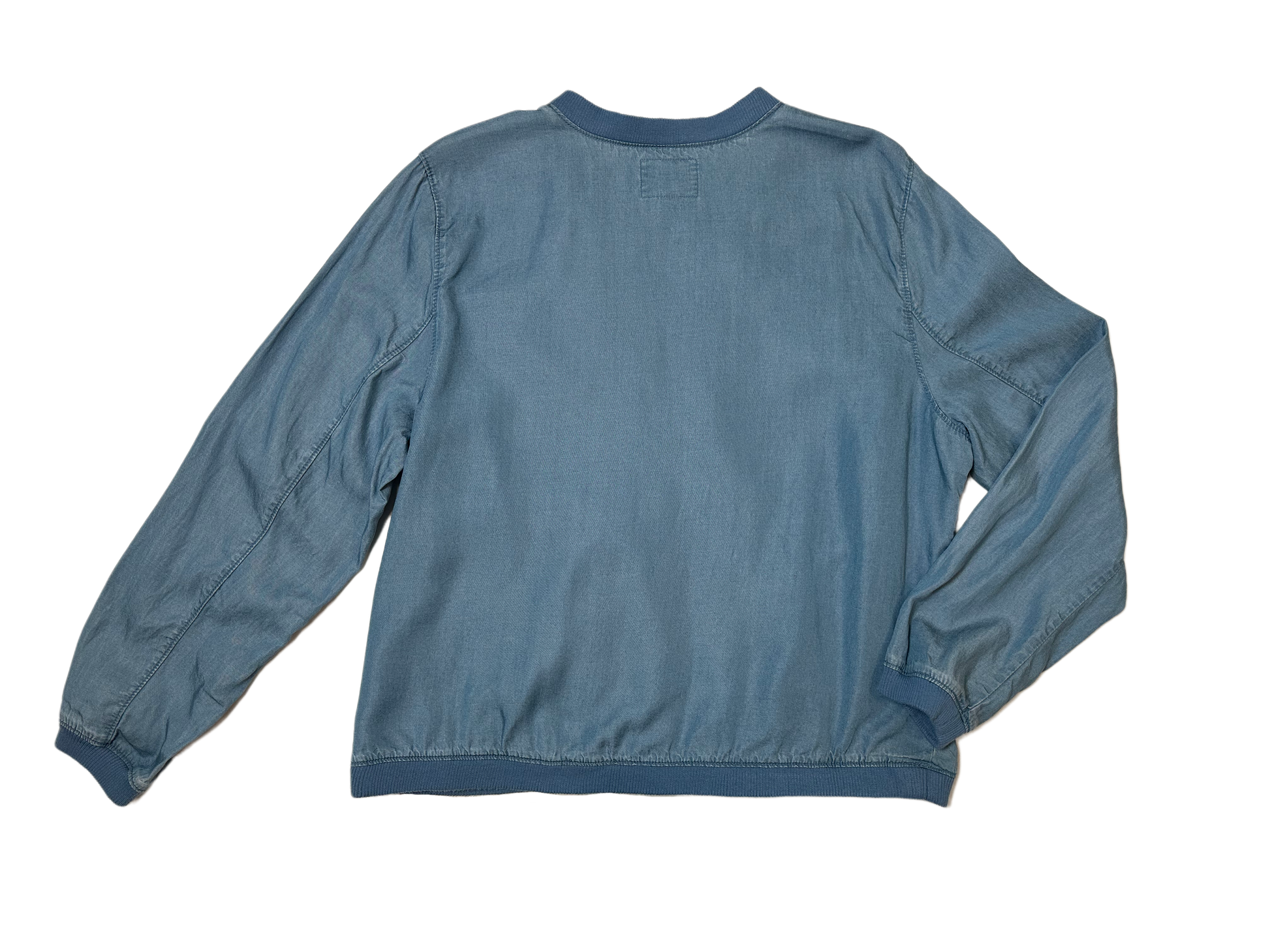 Old Navy Light Blue Bomber Jacket This light weight "denim" look bomber jacket is the perfect Spring / Summer essential! Pair with almost anything for an easy casual look.