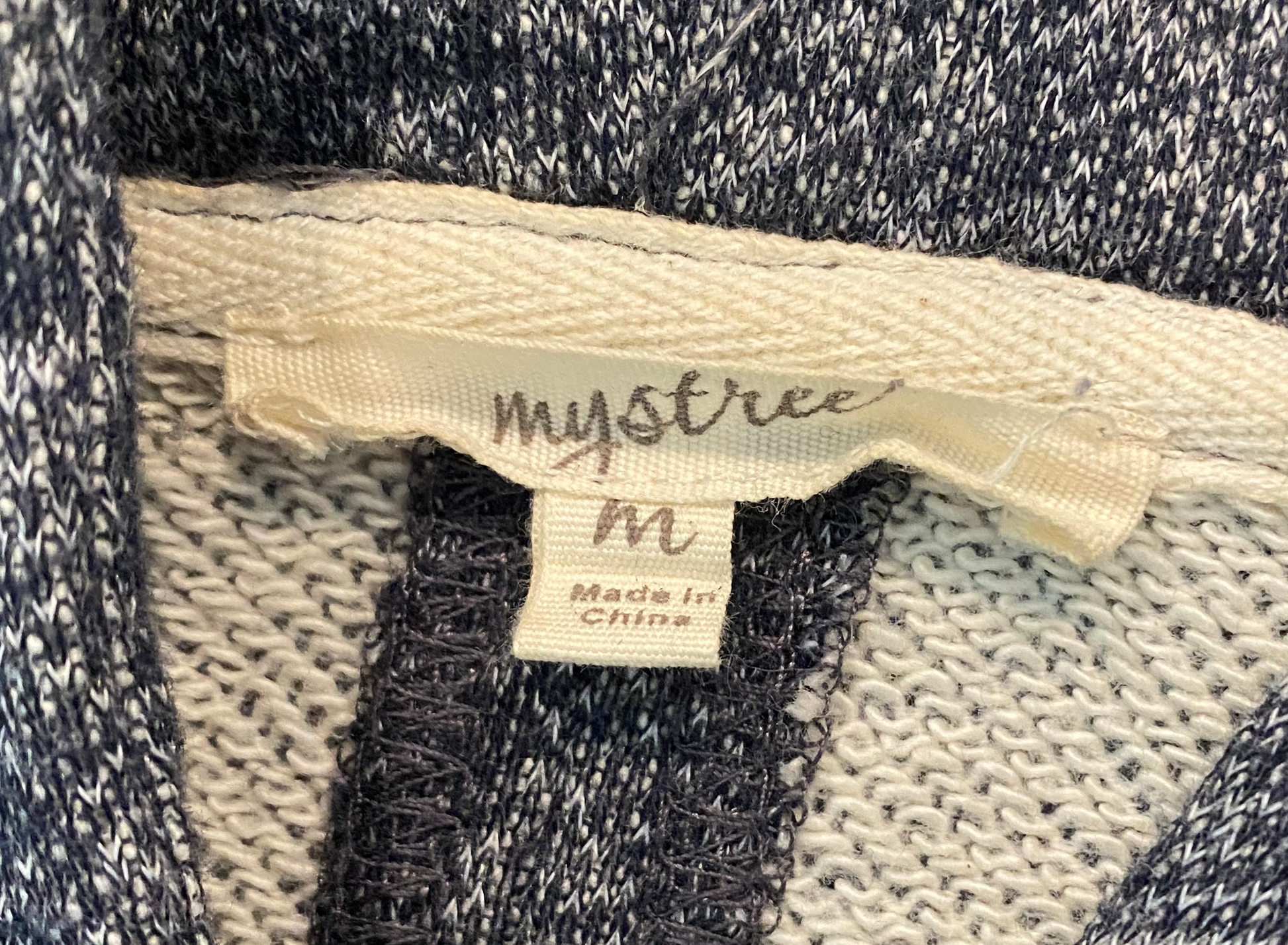 Mystree Blue and Cream Zip Hoodie Grab and go hoodie jacket. Great for a light breezy day running errands or an early morning walk.