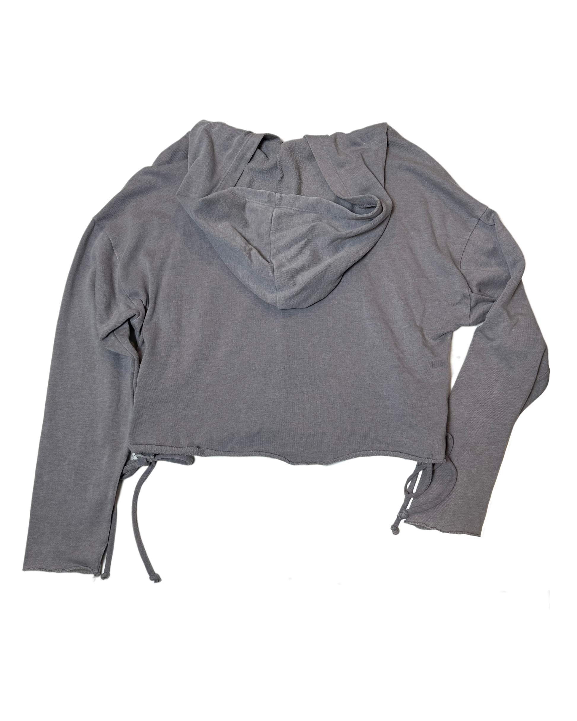 Mossimo Cropped Hoodie with Side Lace-up Detail and Raw HemThe side lace-up detailing on this muted lavender cropped hoodie is so cute! Through a   t-shirt under this and you can wear this year round.