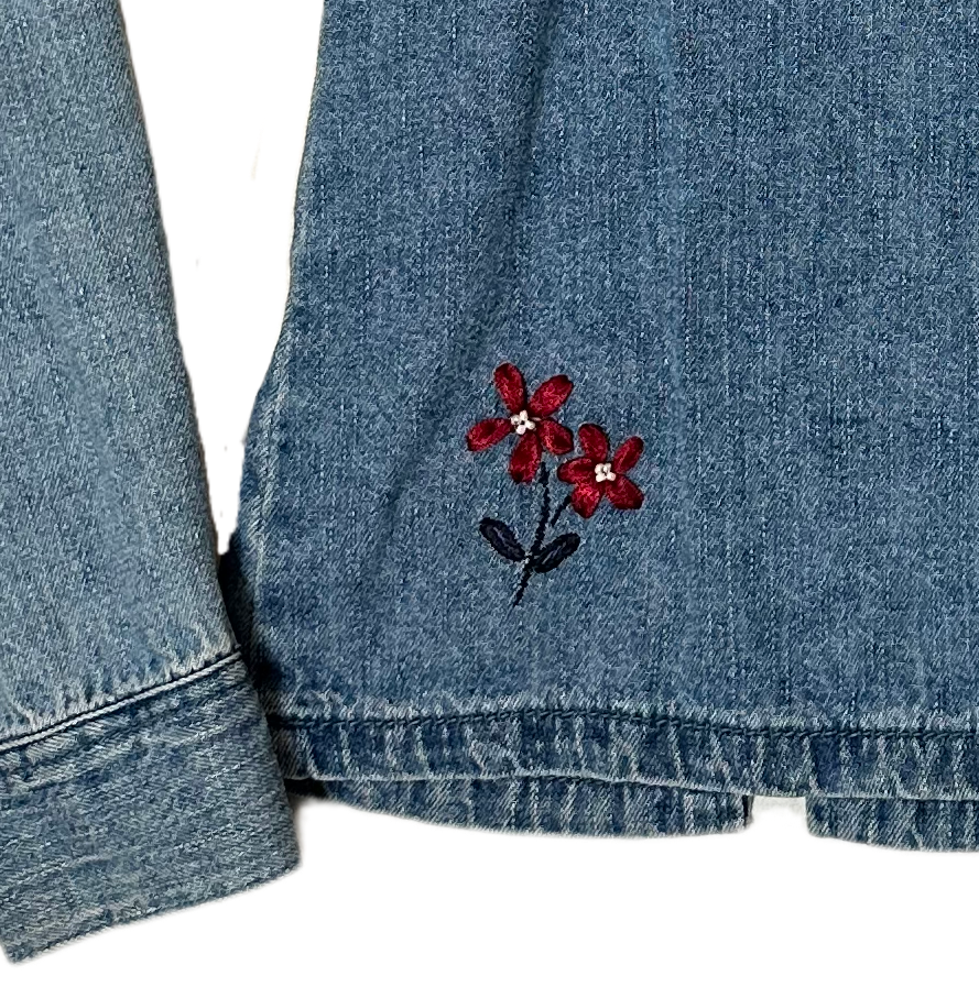 Christopher & Banks Denim Shirt with Floral Embroidery Such delicate details on this denim shirt make it a unique item for any wardrobe!