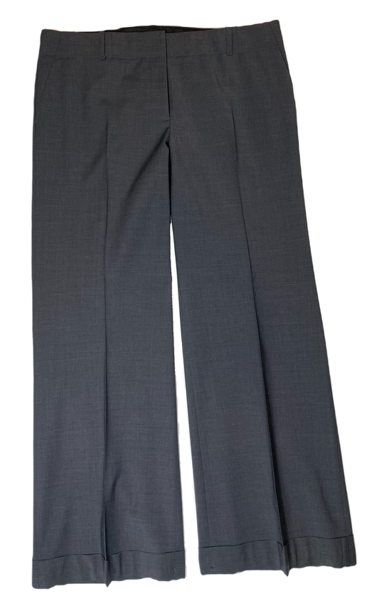 Ann Taylor Dark Grey Wide Leg Pant Lined dark grey cuffed wide leg pants with pockets.
