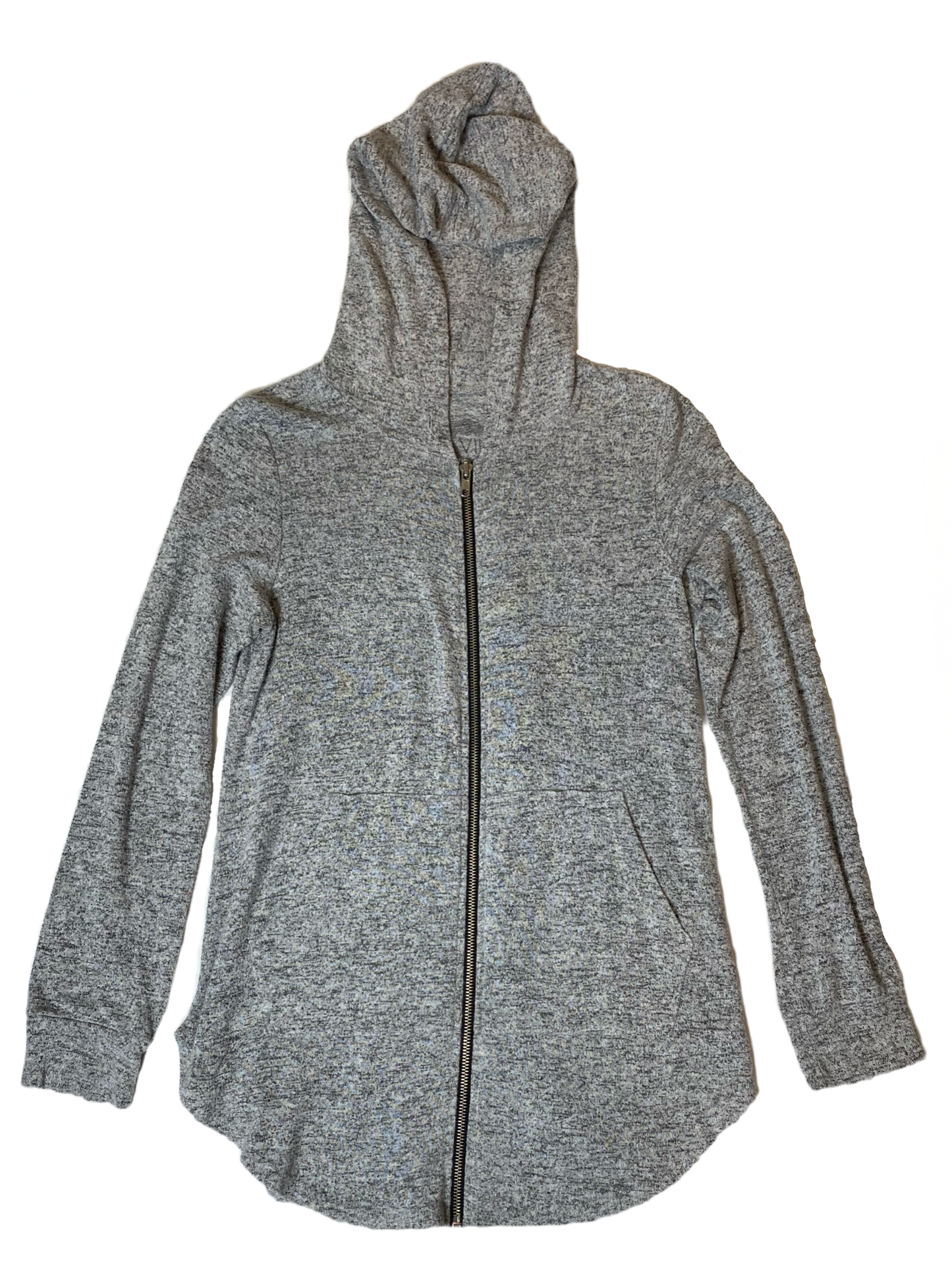 Bird & Vine Heathered Grey Zip Hoodie Light weight zip front hoodie with "Follow Your Heart" graphic on back.
Great add to your wardrobe for those chilly, but not too cold, late Summer evenings or early