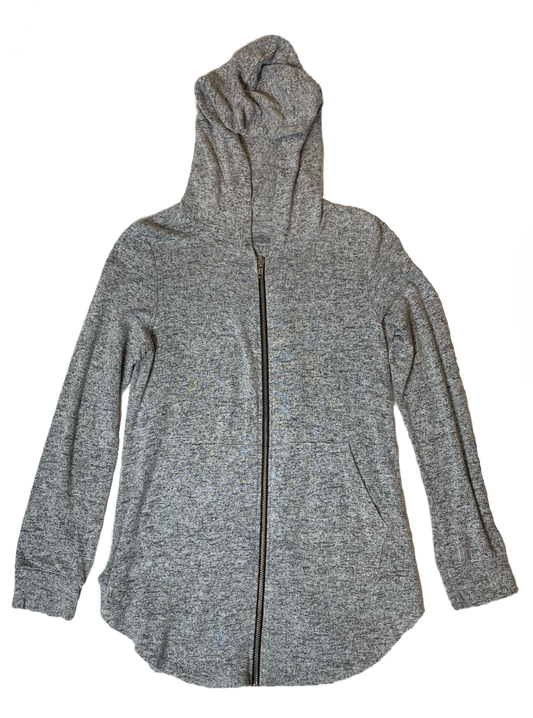 Bird & Vine Heathered Grey Zip Hoodie Light weight zip front hoodie with "Follow Your Heart" graphic on back.
Great add to your wardrobe for those chilly, but not too cold, late Summer evenings or early