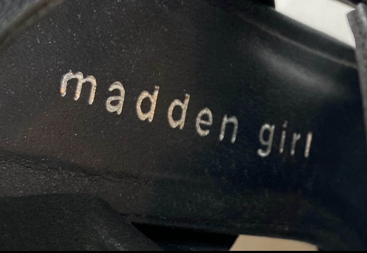 Madden Girl Black Strappy Sandals Madden Girl black strappy sandals with chunky heel.