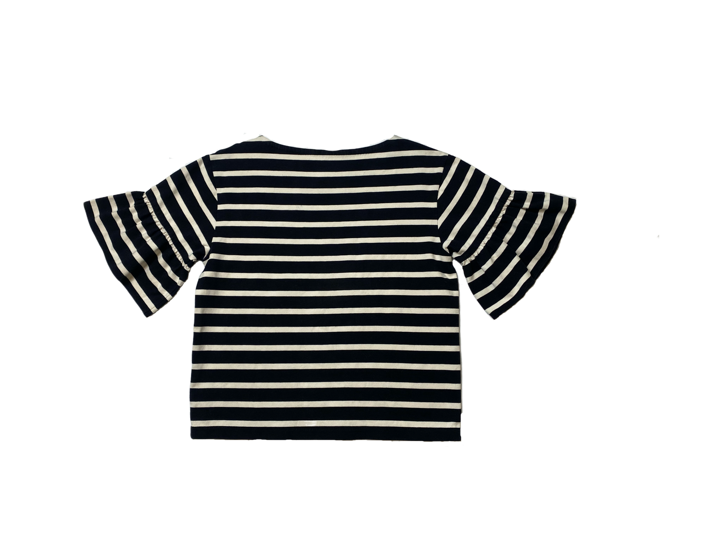 J Crew Striped Top with Ruffle Sleeve J.Crew black and white striped top with short ruffle sleeves.