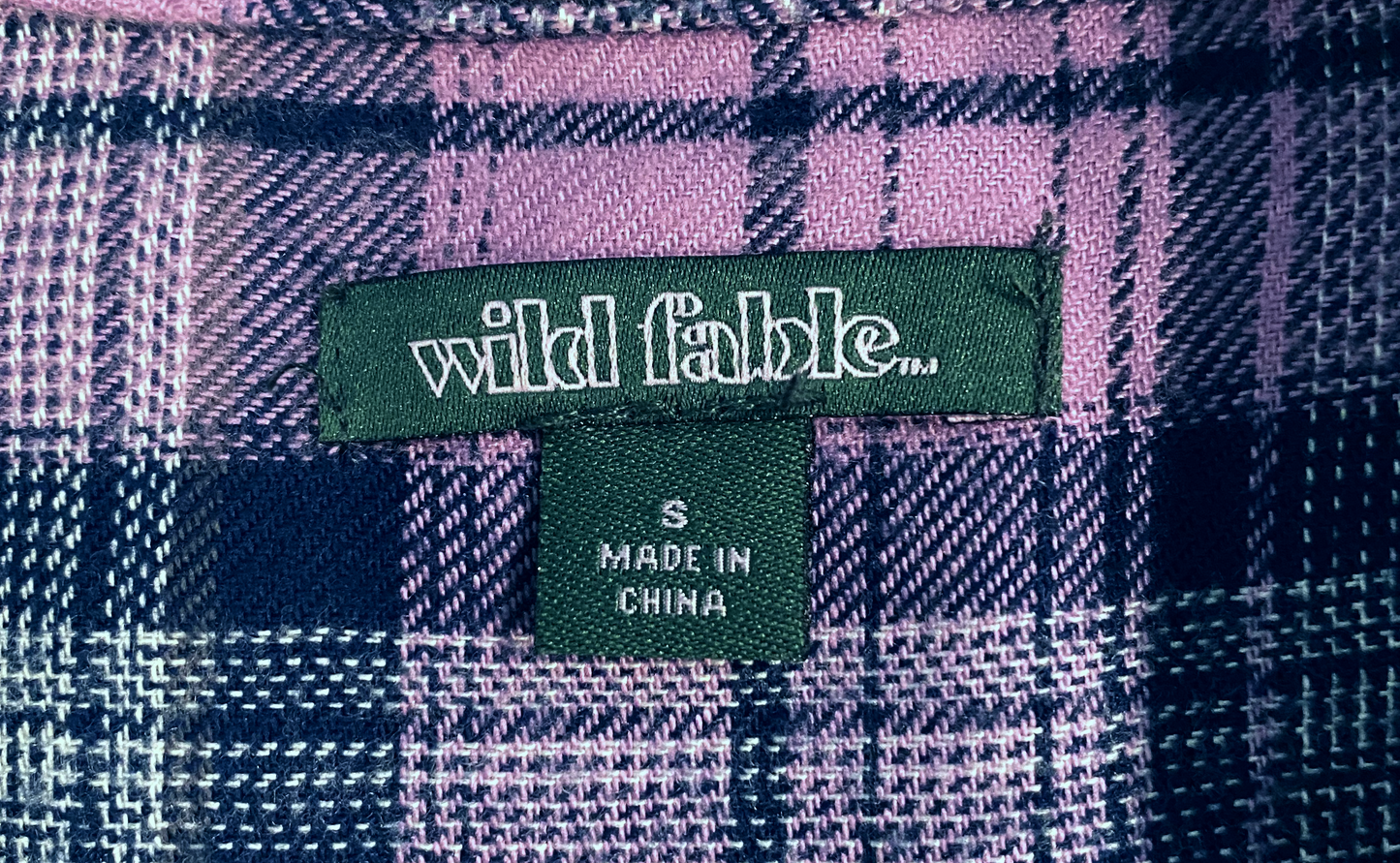 Wild Fable Lavender & Blue Long Sleeve Flannel Super soft and comfy long sleeve flannel with lavender, blue and white. 
This looks great with a lavender jacket, jeans and black boots.