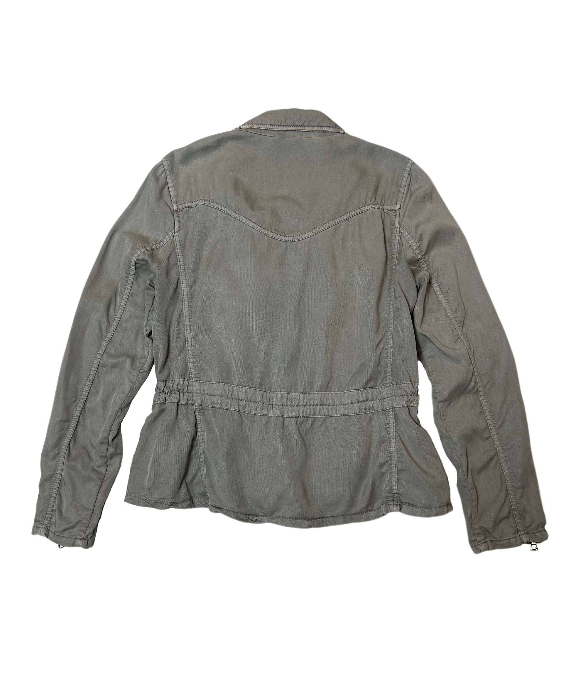 Marrakech Anthropologie Muted Green Moto Jacket This light weight jacket will quickly become your every day go to! The neutral color goes with everything, and the moto look will add style to any outfit.