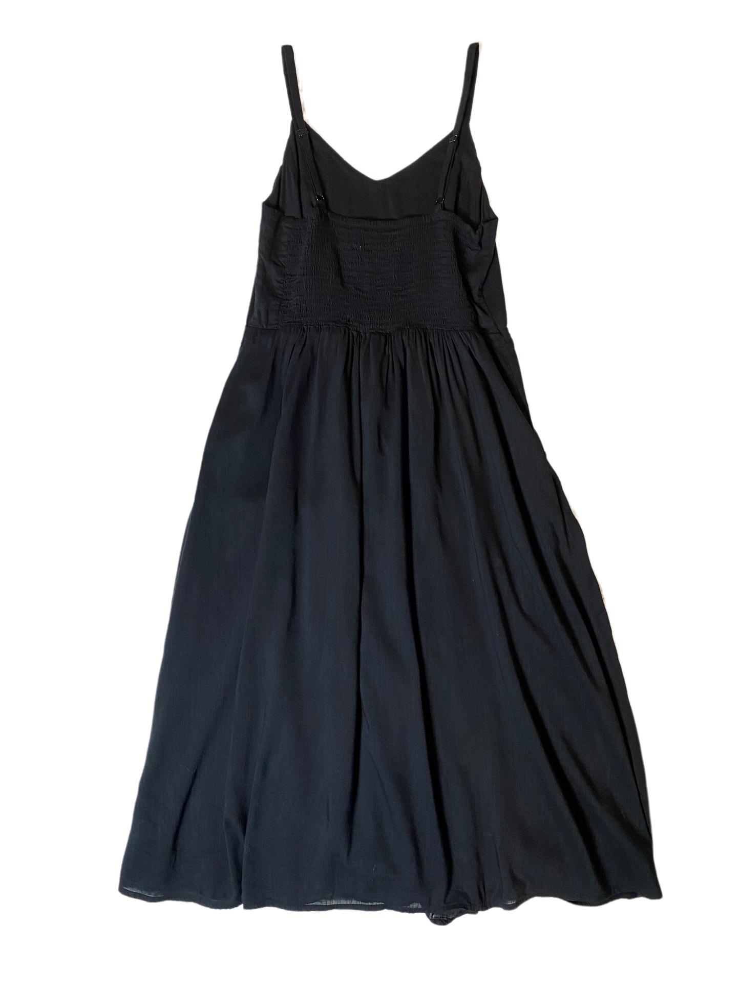 Old Navy Black Cami Sundress Time to update your little black sundress! This dress has it all....spaghetti straps, elastic back, lining, AND POCKETS! Not only will you look fabulous in this, but