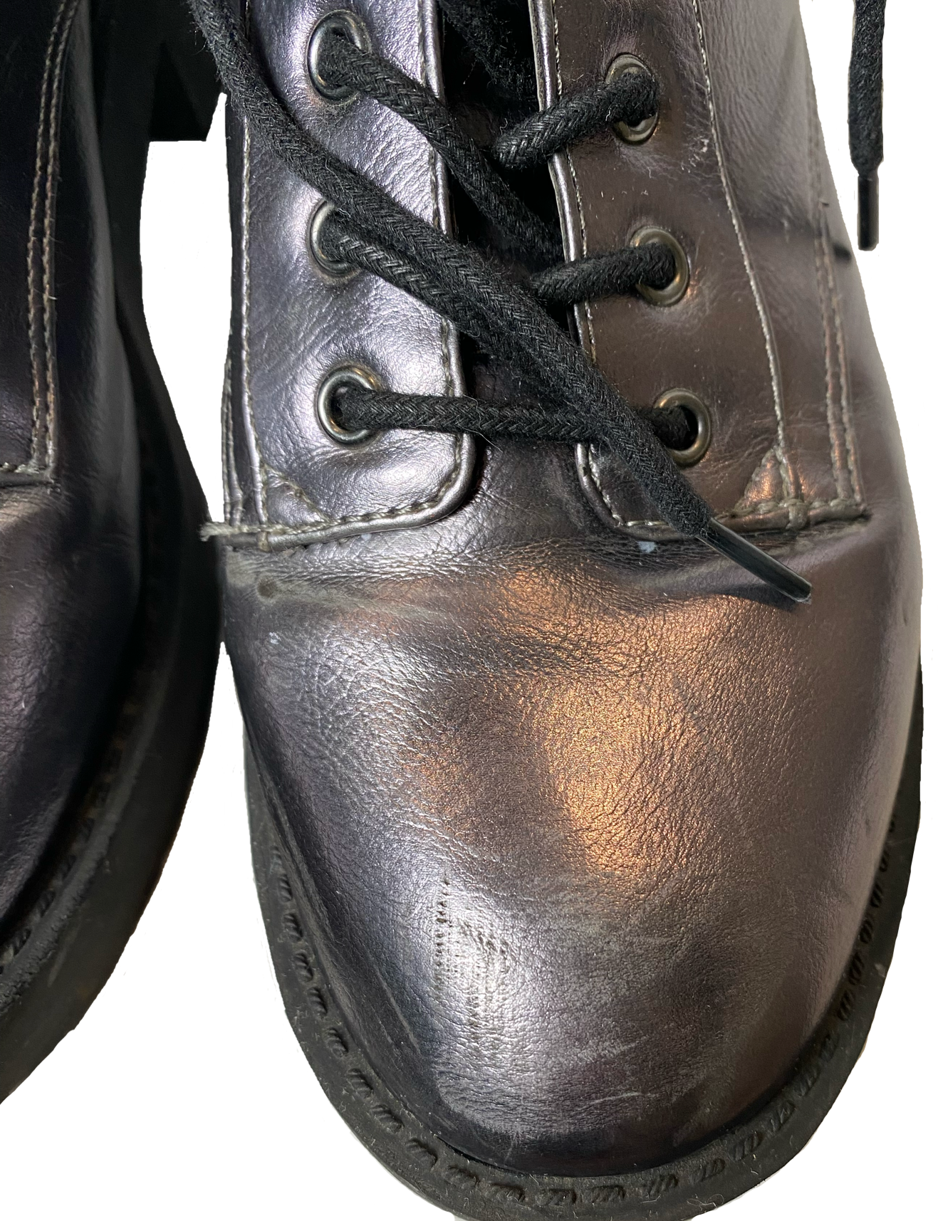 Divided Pewter Metallic Lace Up Combat BootReally fun and comfy boots perfect for adding a little funk to your day!