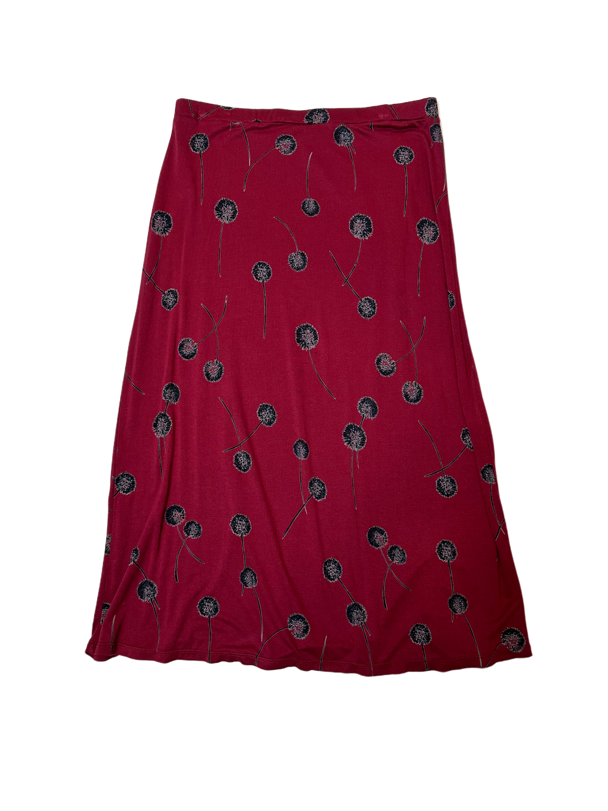 Abound Printed Burgundy Midi SkirtThis skirt looks great with a white t-shirt and denim jacket, or a chunky black sweater and tall black boots.