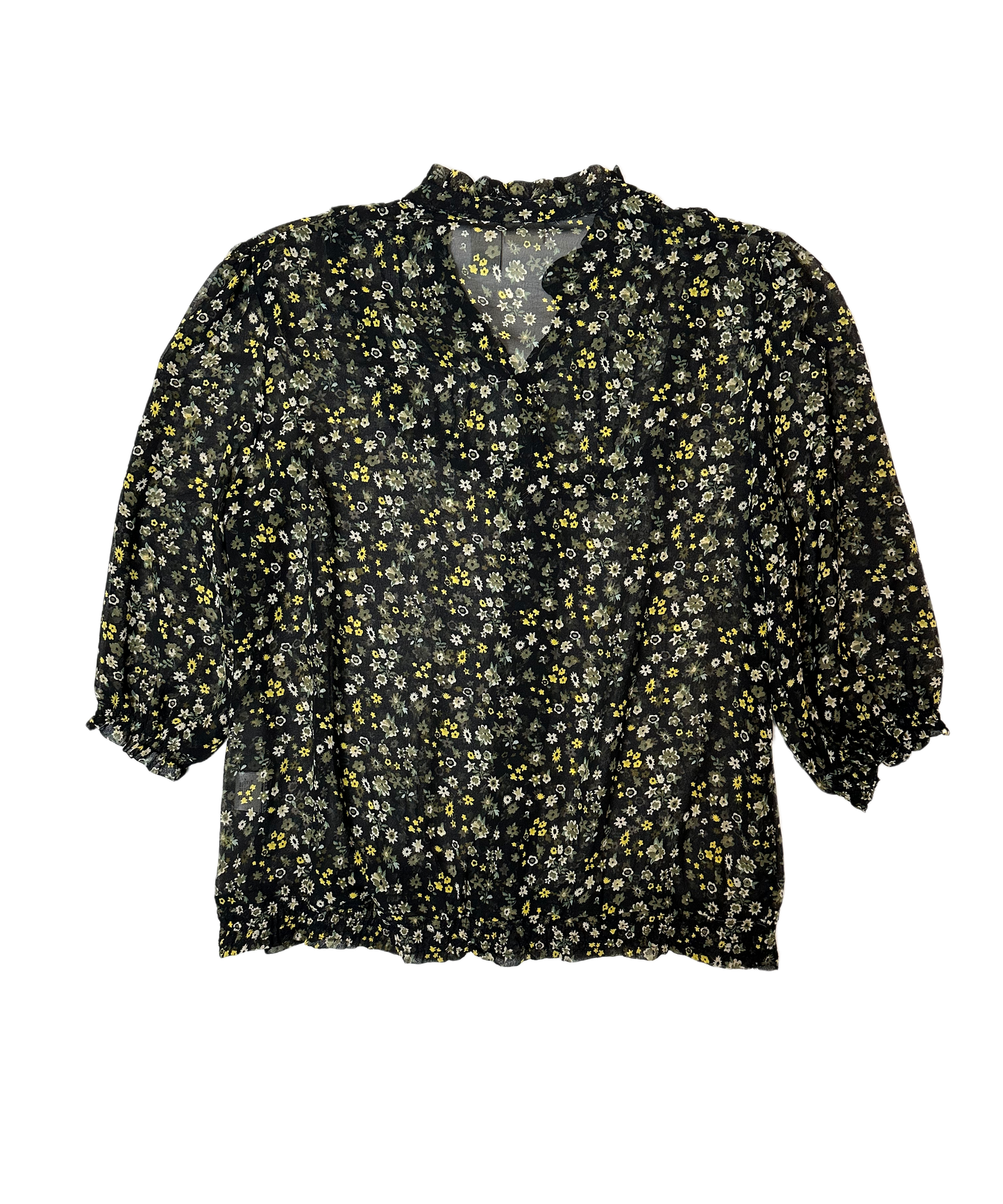 Route 66 Black Floral Sheer Blouse with Balloon Sleeves Route 66 Black Floral Sheer Blouse with Balloon Sleeves Put a cami under this and pair with your favorite bottRoute 66 Black Floral Sheer Blouse with Balloon SleevesPut a cami under this and pair with your favorite bottoms and you've got a fresh Spring / Summer look for any occasion!