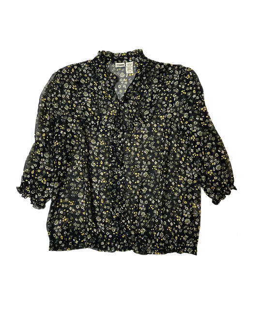 Route 66 Black Floral Sheer Blouse with Balloon Sleeves Route 66 Black Floral Sheer Blouse with Balloon Sleeves Put a cami under this and pair with your favorite bottRoute 66 Black Floral Sheer Blouse with Balloon SleevesPut a cami under this and pair with your favorite bottoms and you've got a fresh Spring / Summer look for any occasion!