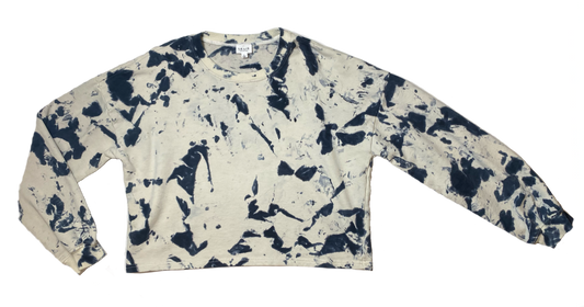 LE LIS Tie Dye Crop Sweatshirt Blue and white cropped tie dye sweatshirt.