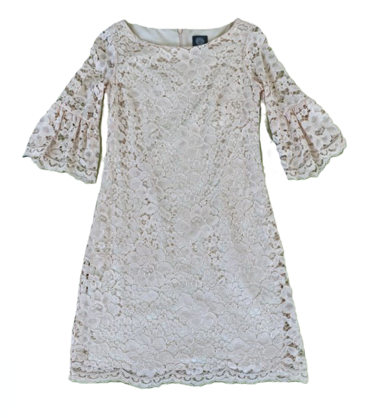 Vince Camuto Blush Lace dress with  Bell Sleeves garden weeding a symp