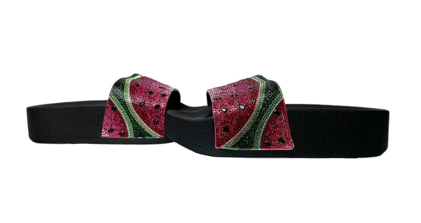 Wild Pair Watermelon Caroletta Platform Slides - NWBPrepare your feet for a wild ride in these Watermelon Caroletta Platform Slides! They come fresh off the vine with a bejeweled watermelon design accents and sky-highWild Pair Watermelon Caroletta Platform Slides - NWBShoes