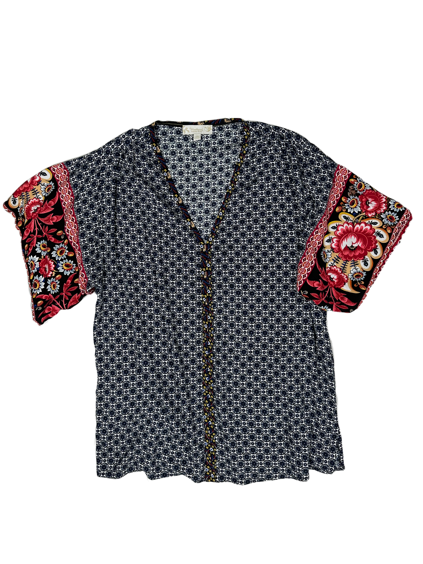 Weekend by Suzanne Betro Printed Short Sleeve Blouse Freshen up your look with this weekend-ready top from Suzanne Betro! Its light rayon fabric and playful print will be sure to make a statement. And don’t forget the
