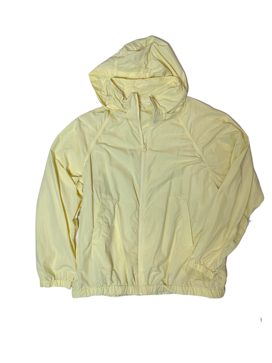 Uniqlo Yellow Windbreaker with Hood in CollarThis is so light weight, it's great for packing or tossing in your purse for a day out. Wear with or with out the easy to roll away hood.Uniqlo Yellow WindbreakerCoats & Jackets
