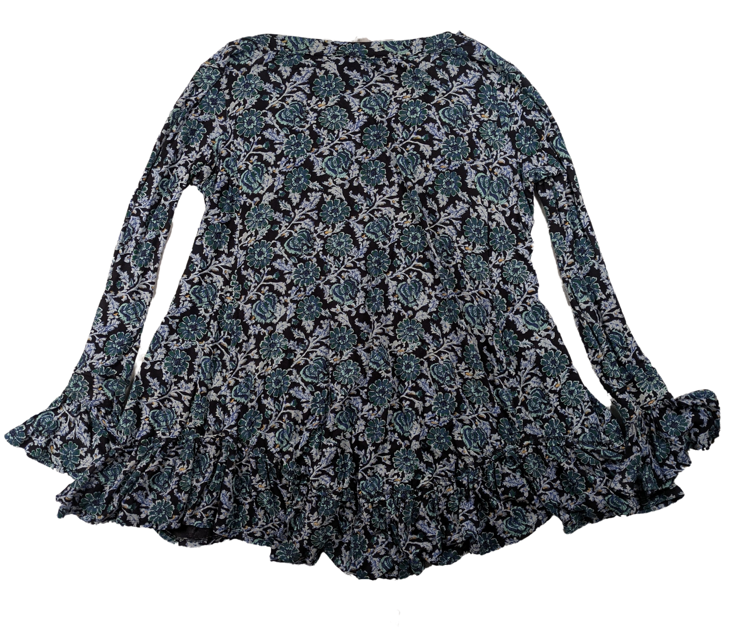 Free People Olivia Print Long Sleeved Tunic Size Small Get ready to rock your style with this Free People Olivia Long Sleeved Tunic! Featuring a unique Deep Sea Comb
