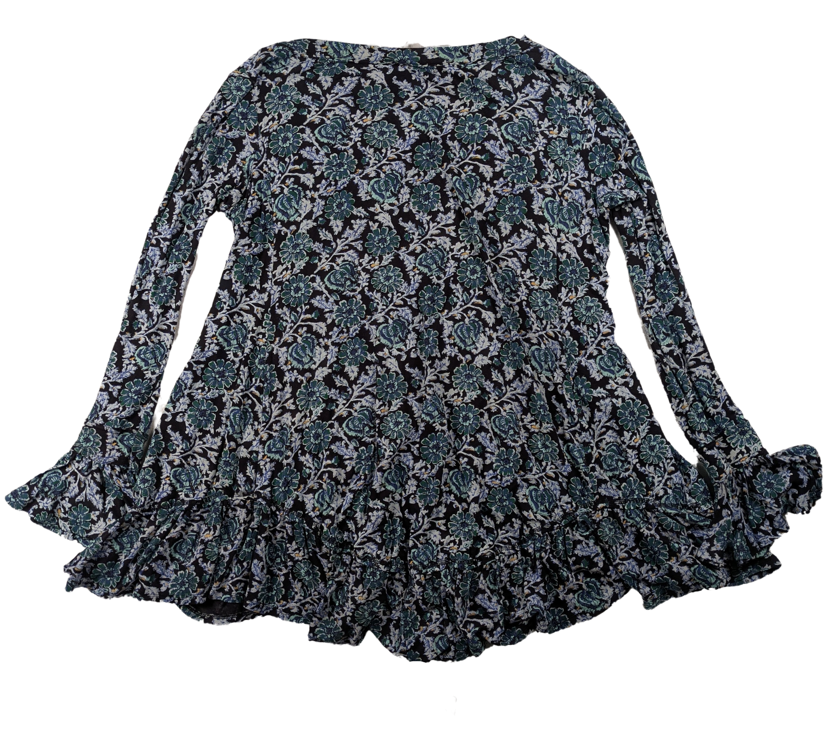 Free People Olivia Print Long Sleeved Tunic Size Small Get ready to rock your style with this Free People Olivia Long Sleeved Tunic! Featuring a unique Deep Sea Comb