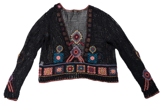 Coldwater Creek Multicolor Crochet Sweater Size Small Stay cozy and stylish with this Coldwater Creek Multicolor Crochet Sweater in size small. Handcrafted with croc