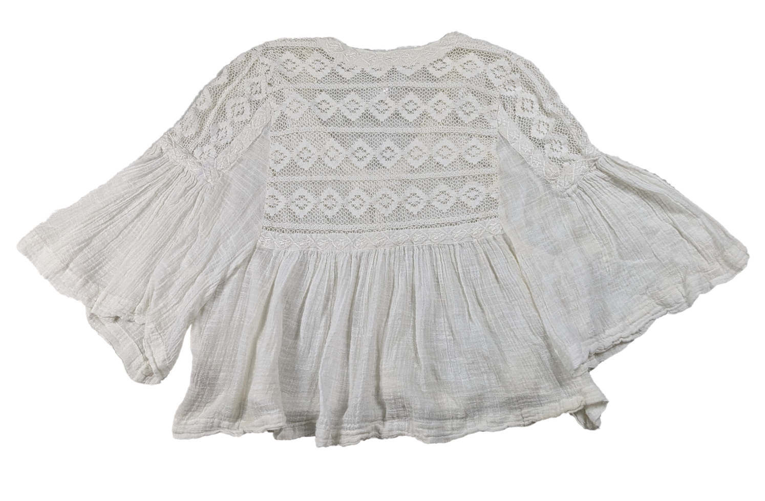 Free People Carry Me Away Crop Top Size XS Get lost in the free-spirited charm of the Free People Carry Me Away Crop Top. Crafted with delicate crochet lace and embr