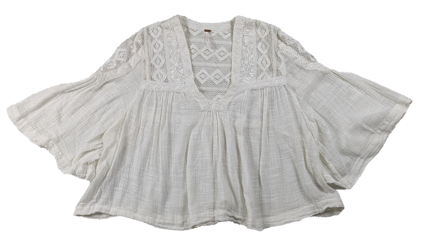 Free People Carry Me Away Crop Top Size XS Get lost in the free-spirited charm of the Free People Carry Me Away Crop Top. Crafted with delicate crochet lace and embr