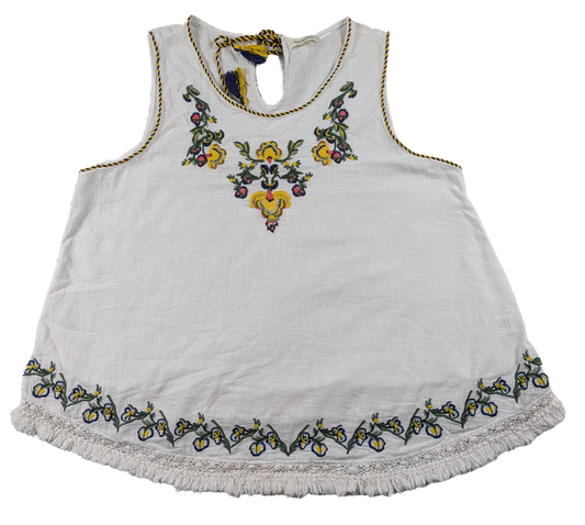 Max Studio Embroidered Swing Tank Size XL Get ready to swing into style with this Max Studio embroidered tank! Featuring a playful fringe hem, this tank will add a t