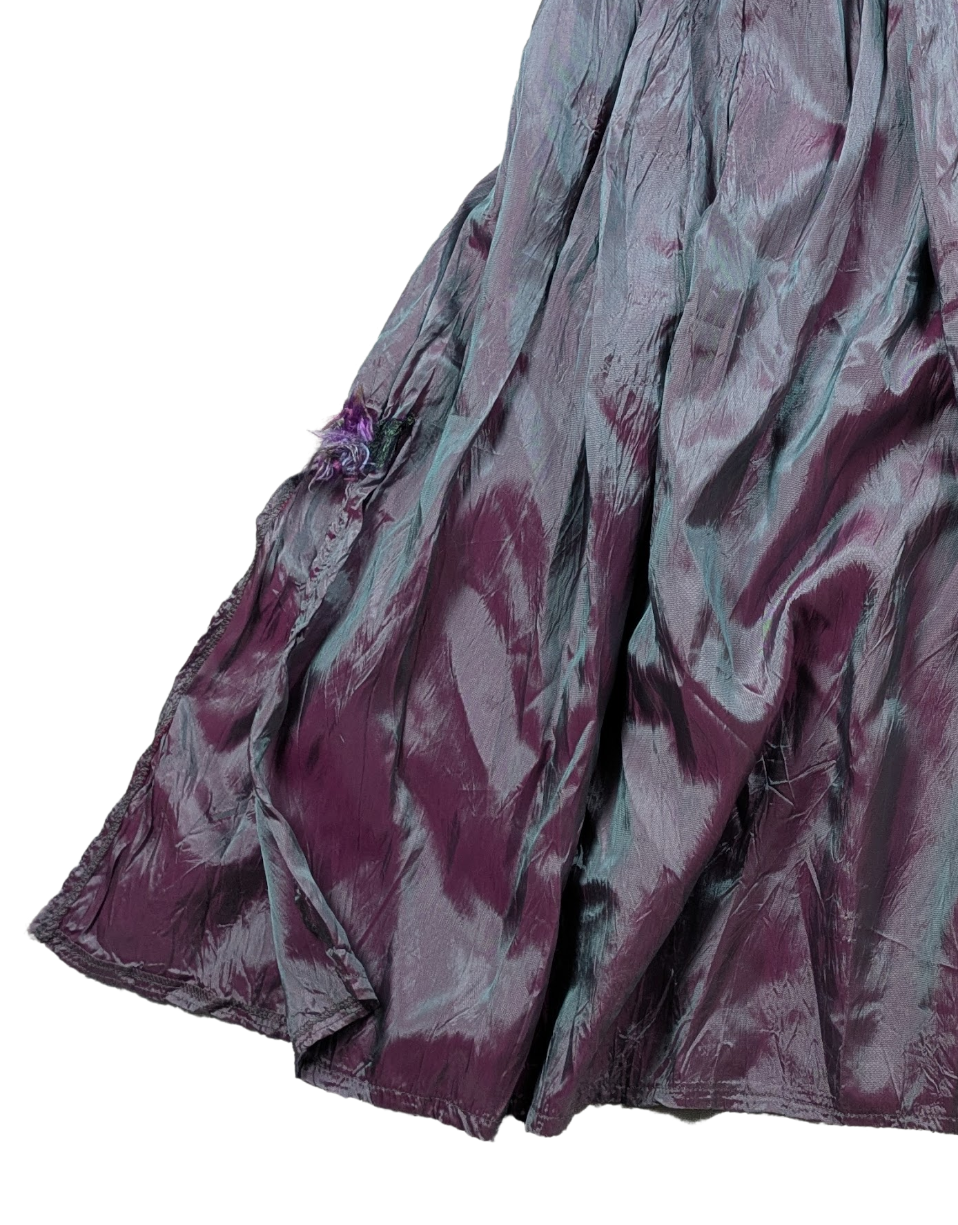 Lee Andersen Fairycore Iridescent Purple Satin Maxi Skirt Size Large
