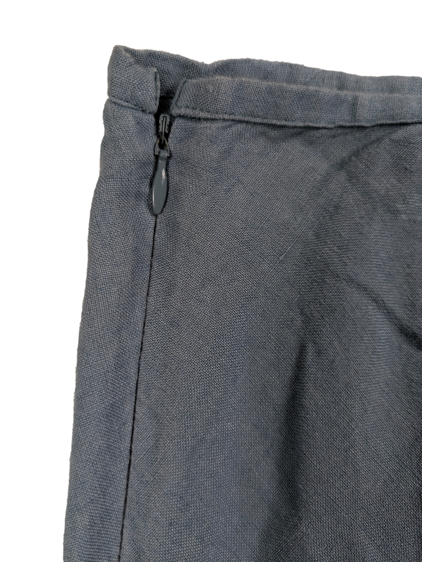 Kew Slate Blue Linen Prairie Skirt with  Gauze Ruffle Size 12