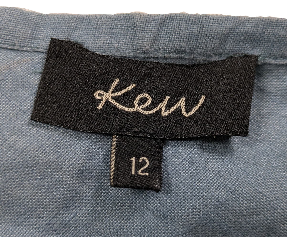 Kew Slate Blue Linen Prairie Skirt with  Gauze Ruffle Size 12