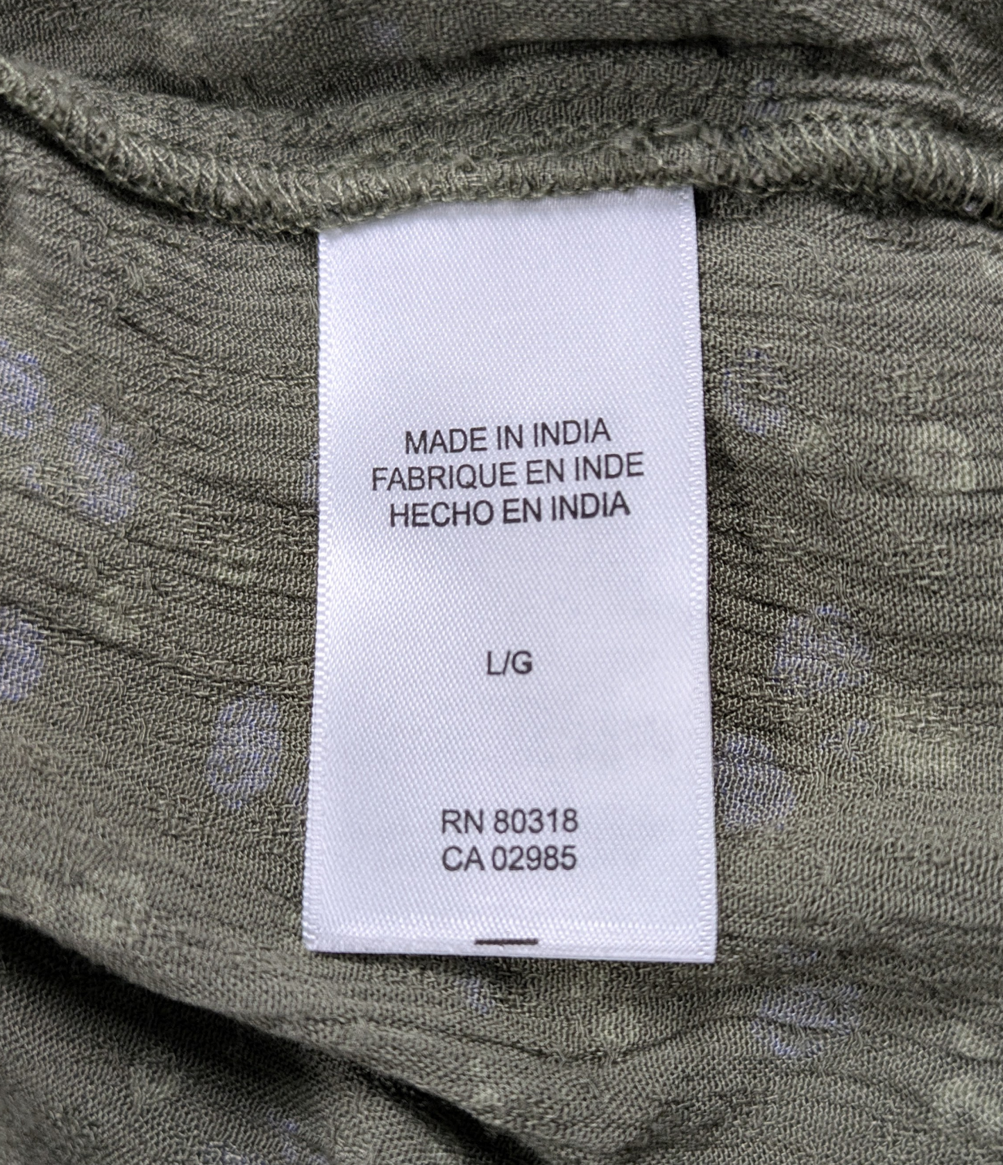 Lucky Brand Floral Popover Boho Blouse Sage Green with Blue Flowers Size Large
