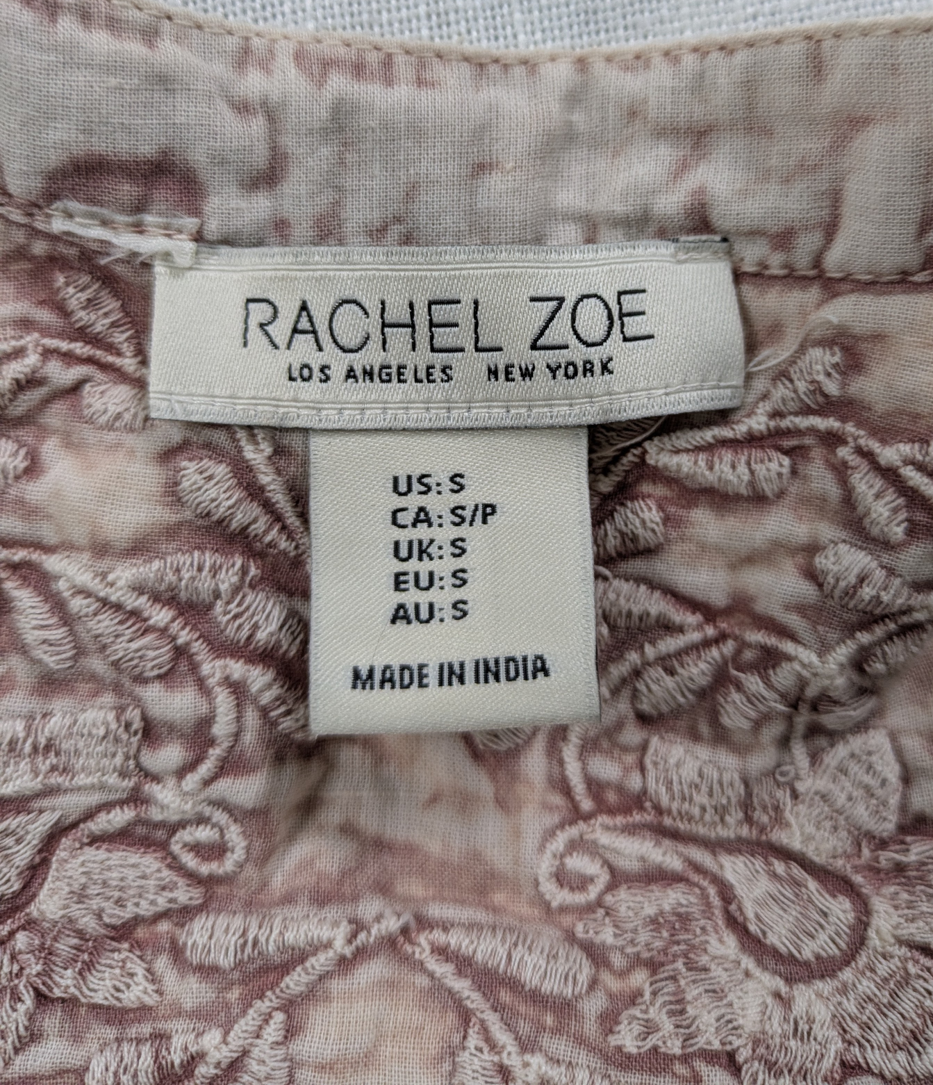 Rachel Zoe Sleeveless Embroidered Swing Top Size Small