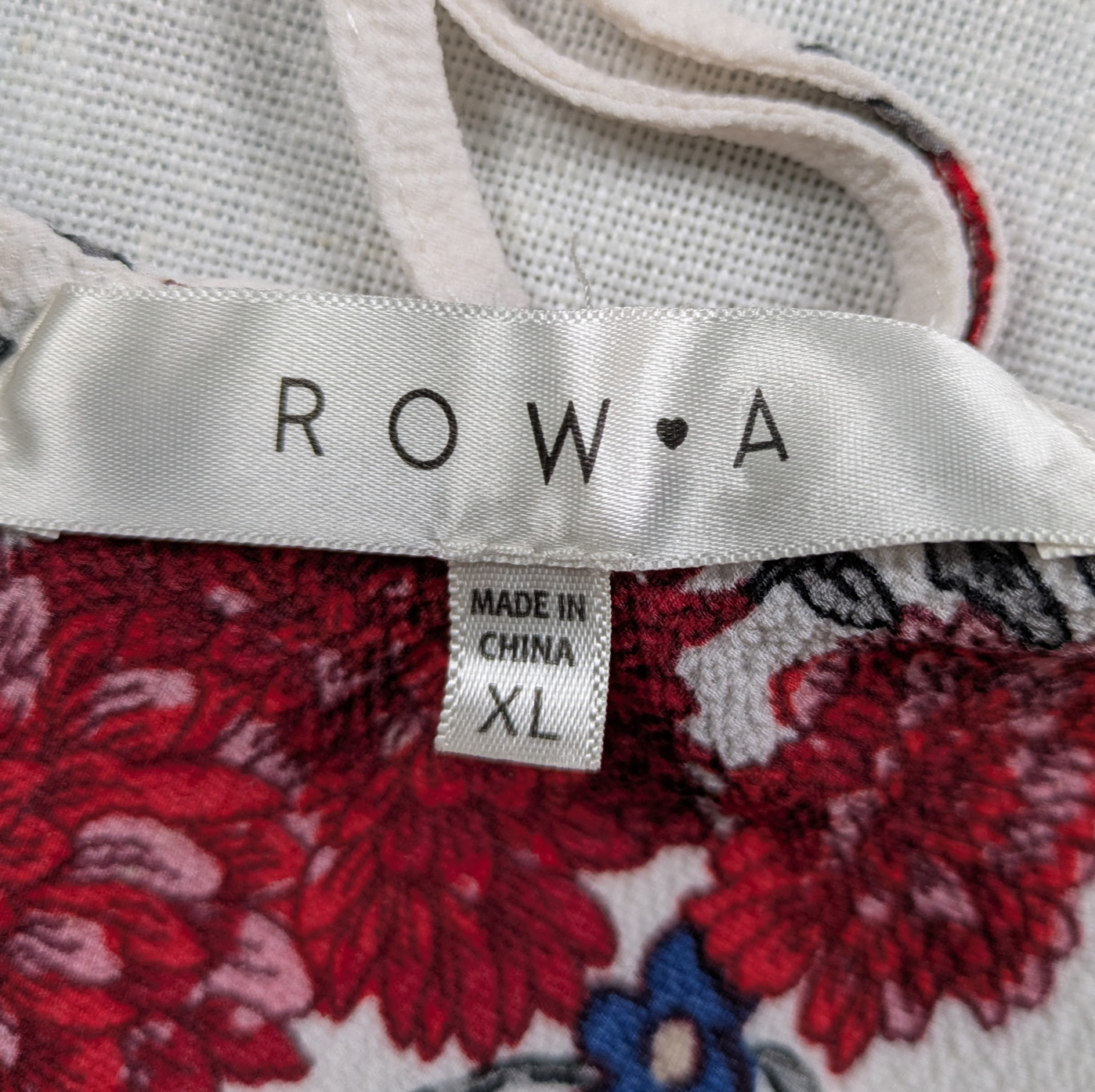 Row A White Romper with Red Flowers and Criss Cross Front Size XL