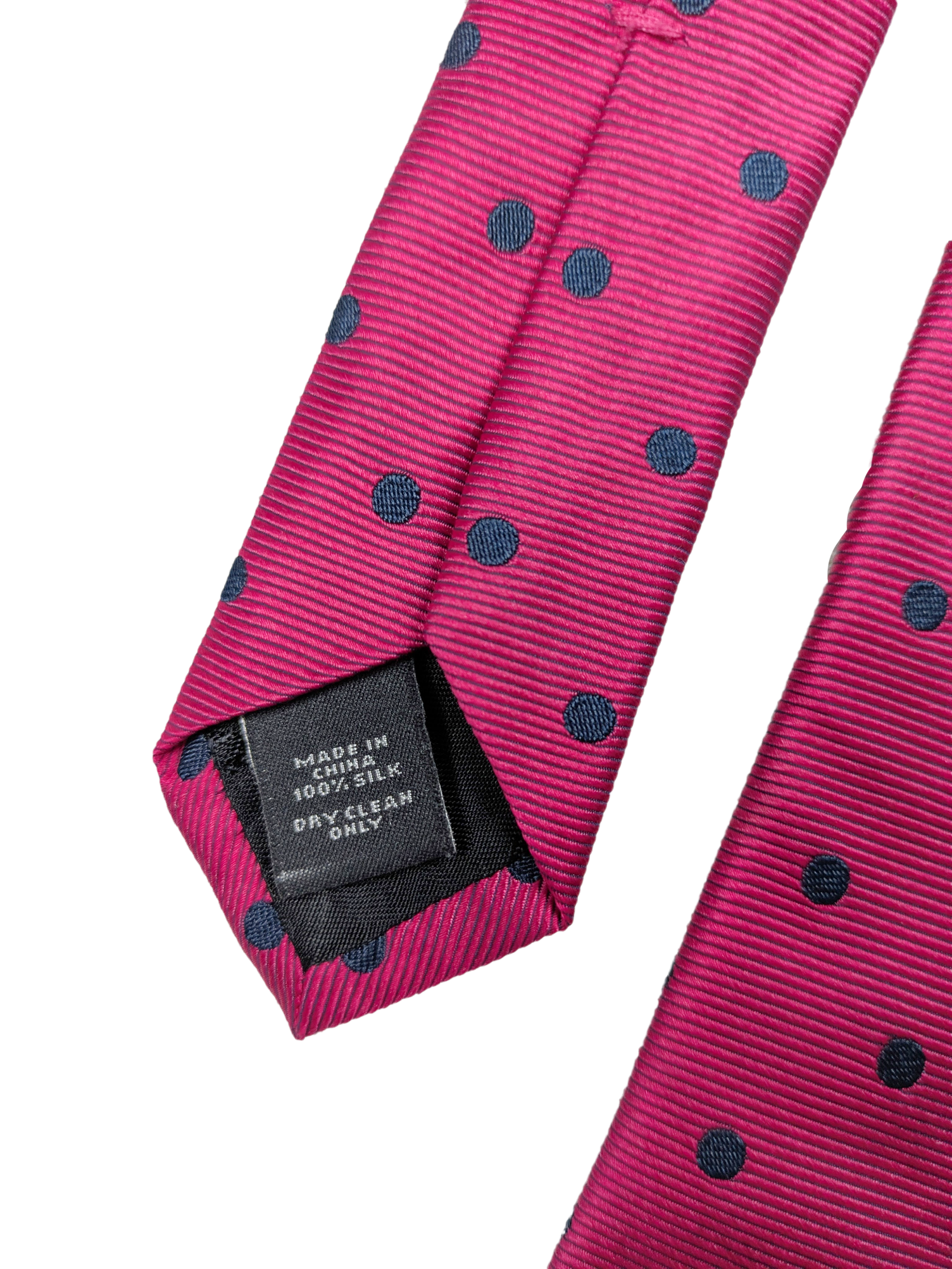 Express Hot Pink Silk Tie with Blue Polka Dots