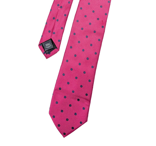 Express Hot Pink Silk Tie with Blue Polka Dots