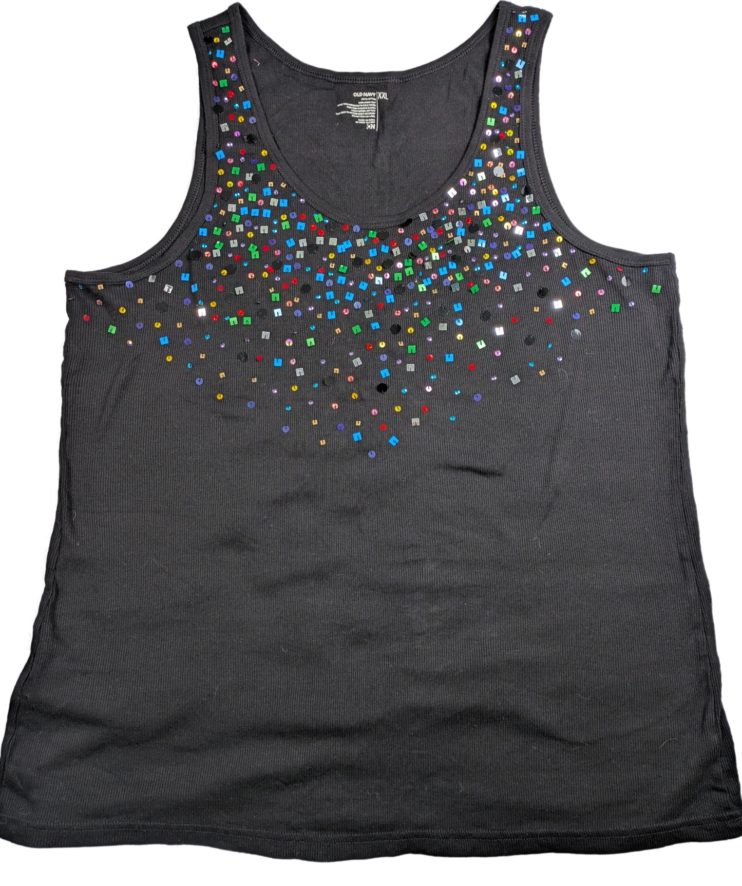 Old Navy Black Tank with Rainbow-colored Embellishments Size XXL