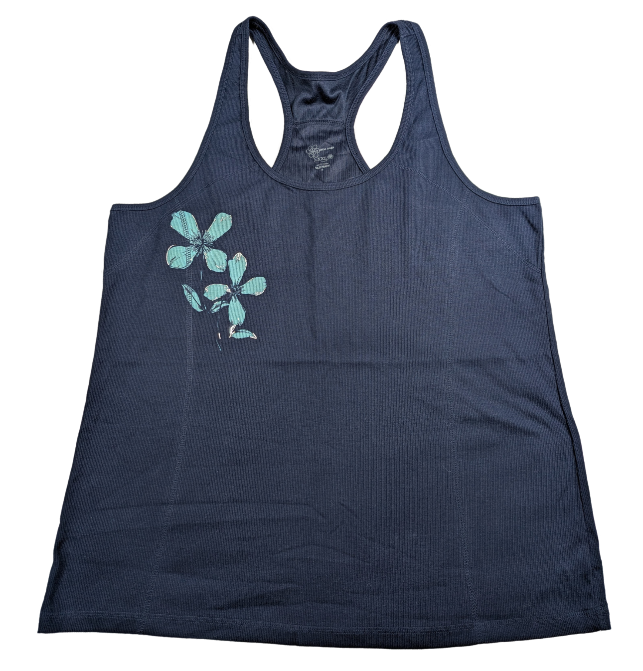 Old Navy do a little yoga Navy Blue Racer back Tank with Flowersn Size XXL