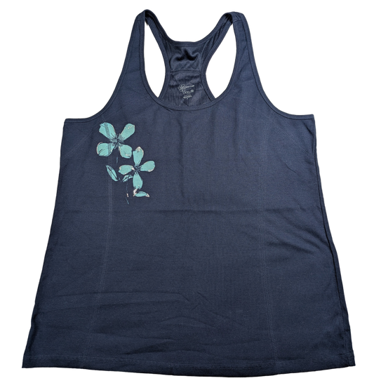 Old Navy do a little yoga Navy Blue Racer back Tank with Flowersn Size XXL